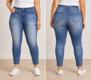 Time and Tru Women's Pull-On Jeggings Blue Stretch Denim XL 16-18 High Rise